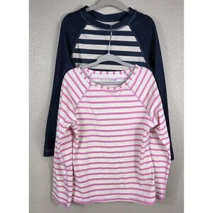 Tea Collection Garnet Hill Kids Rash Guard Bundle Girls Size 6 Pink Stripe Navy
